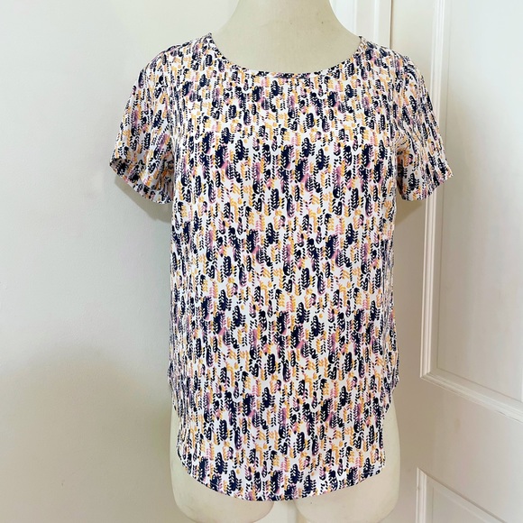 Simply Styled by Sears L Large Pink Blue Abstract Sleeveless Tiered Top - Picture 1 of 6